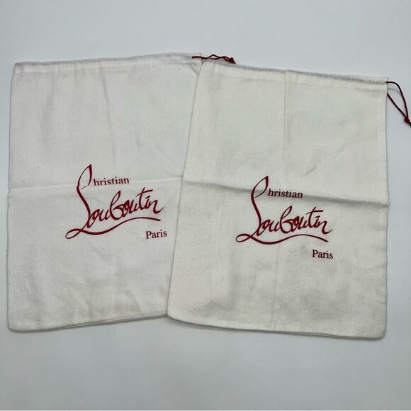 Christian Louboutin White w/Red Print Sneaker Dust Bags 2 Separate Bags Included - Picture 1 of 6